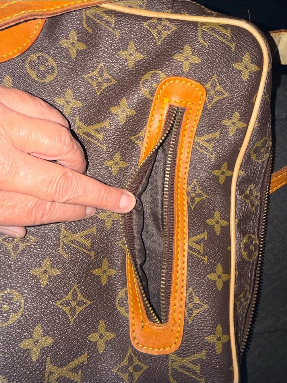 Louis Vuitton Monogram Canvas Messenger Bag with Tan Accents